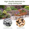 Vintage Wooden Planting Cart, Farmhouse Style Mobile Planter with Adjustable Pull Handle and 4 Wheels