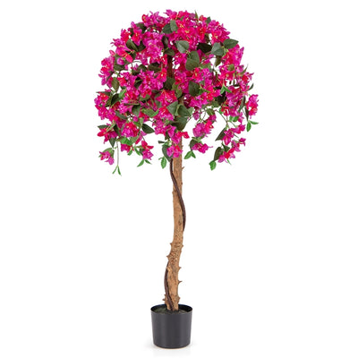53" Artificial Bougainvillea Tree, Faux Silk Flower Plant in Pot with 576 Flowers & 288 Leaves