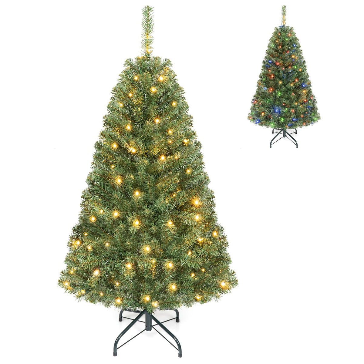 Lucktree 4FT Artificial Christmas Tree | Full Xmas Tree w/296 Branch Tips and 2 Lighting Colors
