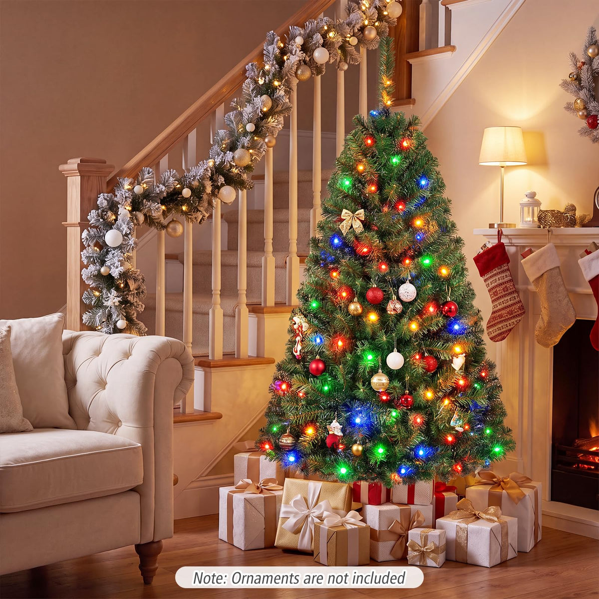 Lucktree 4FT Artificial Christmas Tree | Full Xmas Tree w/296 Branch Tips and 2 Lighting Colors