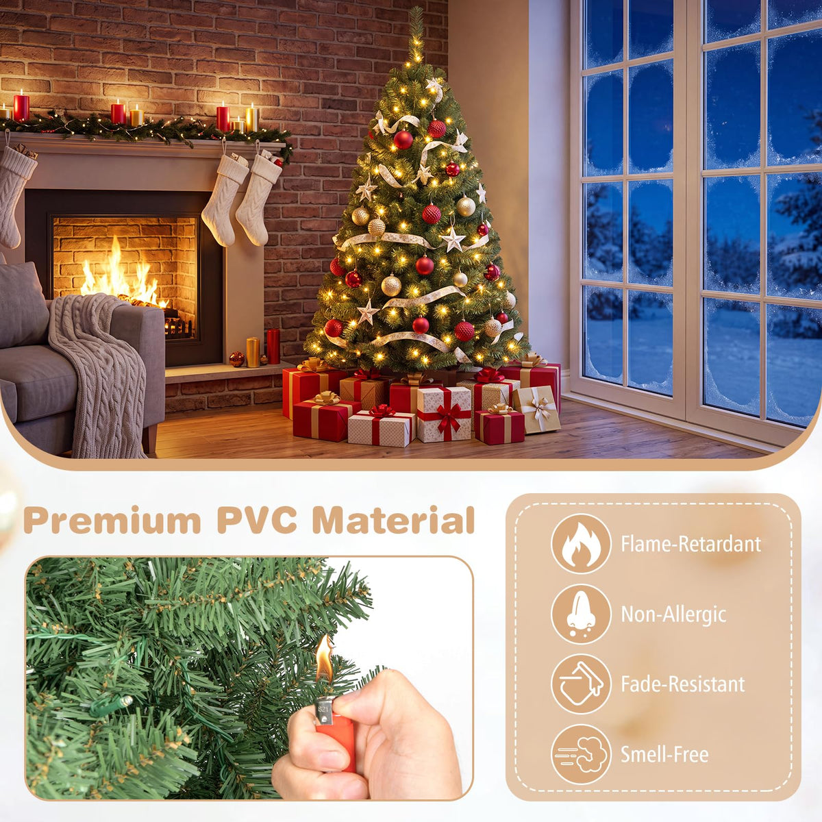 Lucktree 4FT Artificial Christmas Tree | Full Xmas Tree w/296 Branch Tips and 2 Lighting Colors