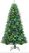 6/7/8 Feet Pre-lit Artificial Christmas Tree, Hinged Xmas Tree with 350/500/600 Multi-color & Warm White Switchable LED Lights & 845/1181/1605 PVC Branch Tips