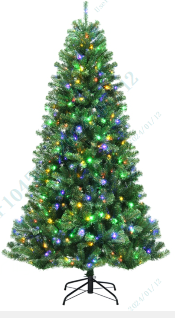 6/7/8 Feet Pre-lit Artificial Christmas Tree, Hinged Xmas Tree with 350/500/600 Multi-color & Warm White Switchable LED Lights & 845/1181/1605 PVC Branch Tips