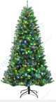 6/7/8 Feet Pre-lit Artificial Christmas Tree, Hinged Xmas Tree with 350/500/600 Multi-color & Warm White Switchable LED Lights & 845/1181/1605 PVC Branch Tips