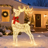 Lighted Standing Reindeer Christmas Decoration, Pre-Lit 120 LED Lights Artificial Christmas Décor with Ground Stakes and Zip Ties
