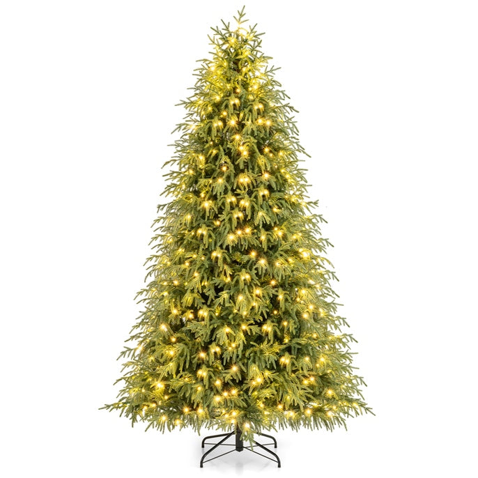 7.5FT Prelit Artificial Christmas Tree, Hinged Xmas Tree with 1449 Branch Tips