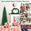 5/6/7/8/9 FT Slim Pencil Artificial Christmas Tree, Unlit Green Xmas Tree with Lush PVC Branch Tips