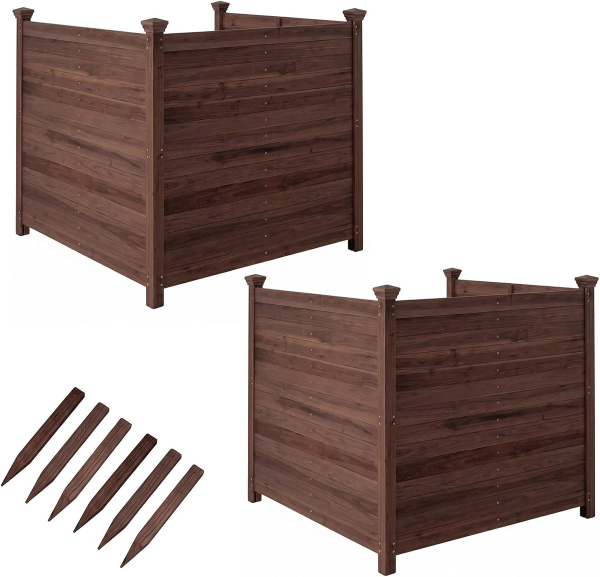 Lucktree Wooden Privacy Fence with Stakes 47" W x 45.5" H