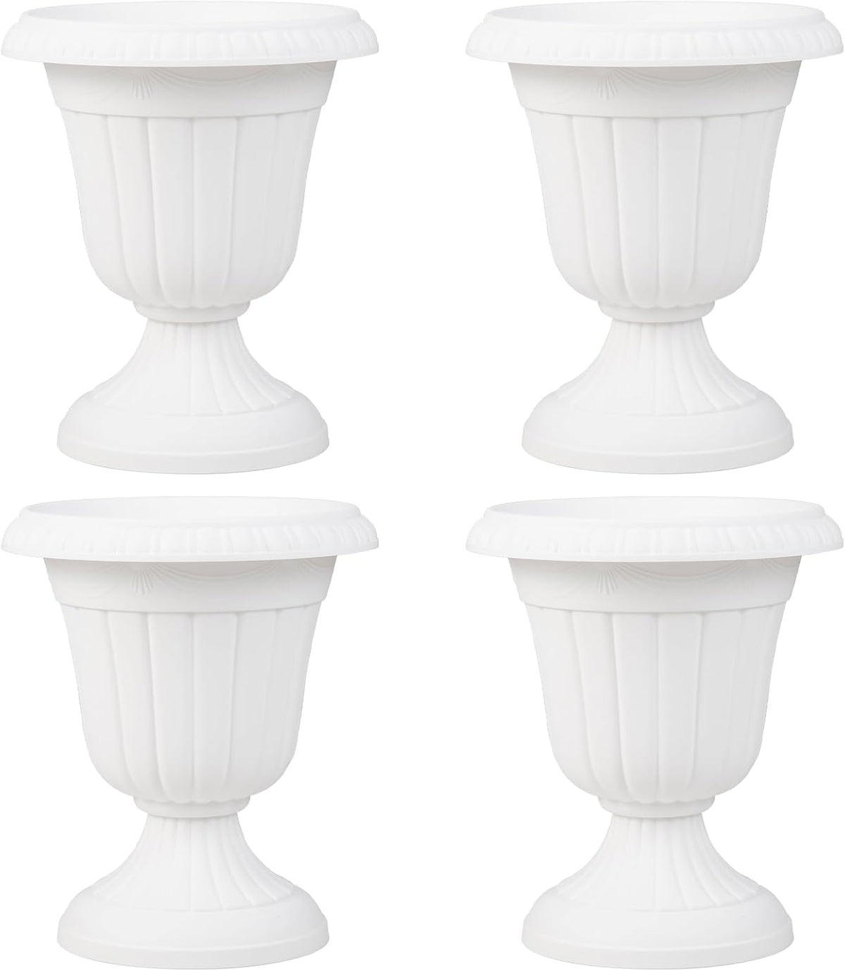 Lucktree 18" Tall Urn Plastic Flower Pots with Pedestal Base & Pre-Marked Drain Hole