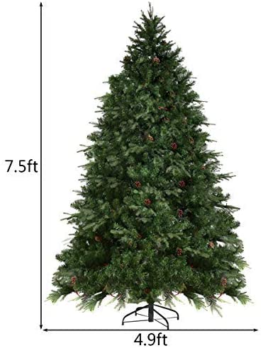 7.5FT Artificial Christmas Tree Pre-Lit Spruce Hinged Tree - LucktreeUS