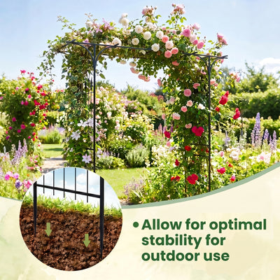 <p>Garden Arbor, 215cm Arch Trellis w/Extended Roof for Climbing Plants Roses Vines