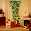7.5 FT Pre-lit Upside Down Christmas Tree, Snow Flocked Artificial Xmas Tree with 1100 PVC Branch Tips