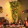 7.5 FT Pre-lit Upside Down Christmas Tree, Snow Flocked Artificial Xmas Tree with 1100 PVC Branch Tips