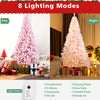 7.5 FT Pre-Lit Artificial Christmas Tree with Snow Flocked Pink Leaves