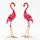 2 Piece Yard Flamingo Ornament, Outdoor Flamingo Sculpture with Heavy Duty Metal Frame and 2 Ground Spikes