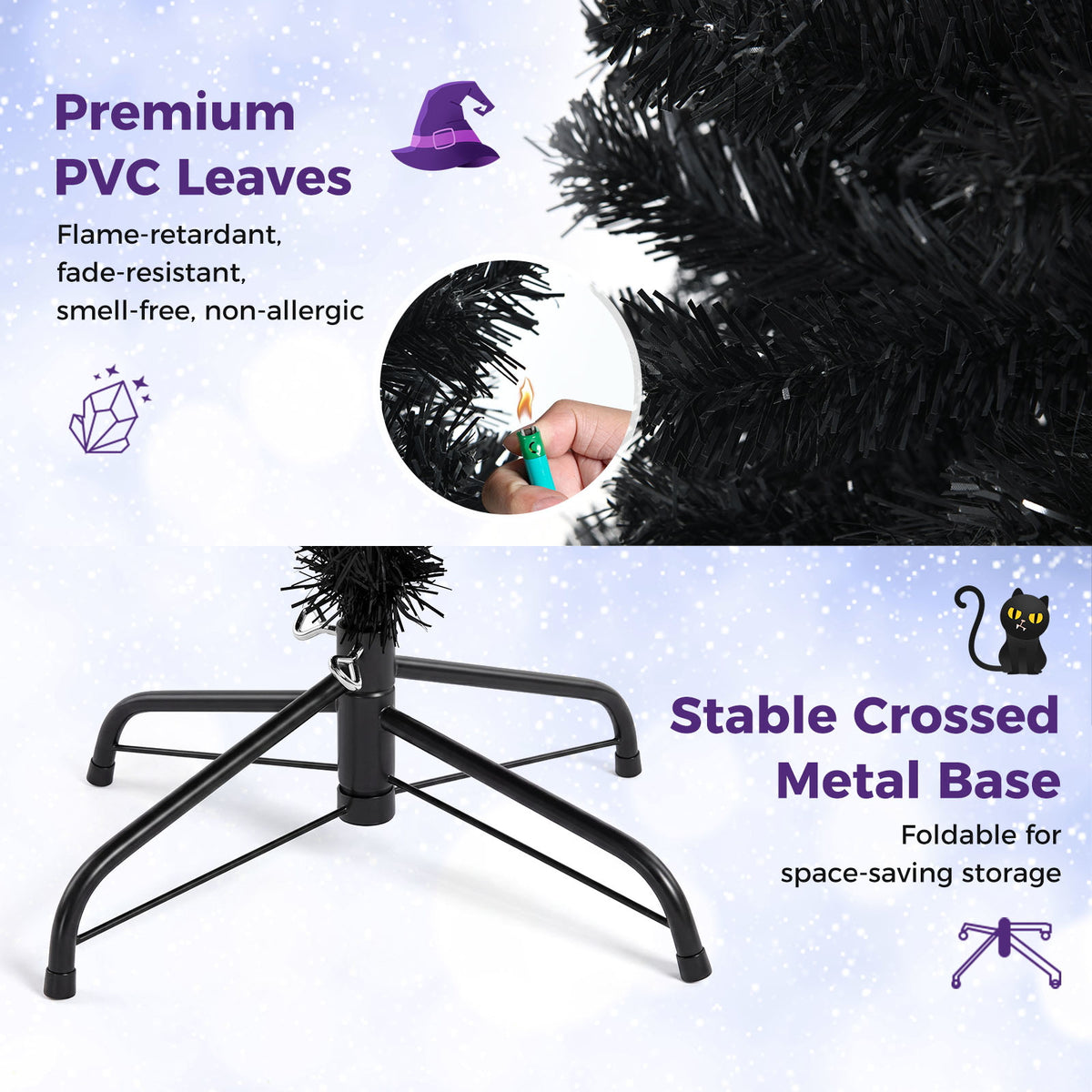 6ft Pencil Artificial Christmas Tree, Slim Christmas Tree with Metal Stand