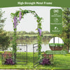 87" Steel Garden Arch with Planter Beds, Dig-Free Wedding Arbor w/Lockable Gates for Vines