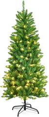 5FT/6FT/6.9FT Artificial Christmas Tree, Modern Christmas Tree w/ LED Lighting