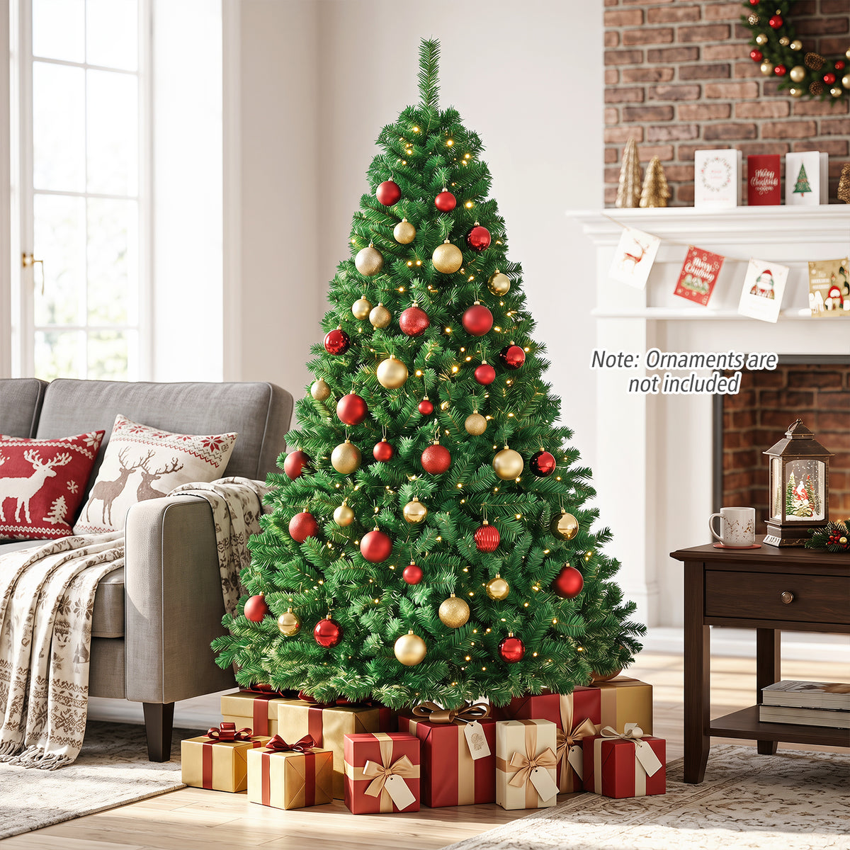 6 FT Artificial Christmas Tree Hinged Spruce with 650 Tips Foldable Metal Stand