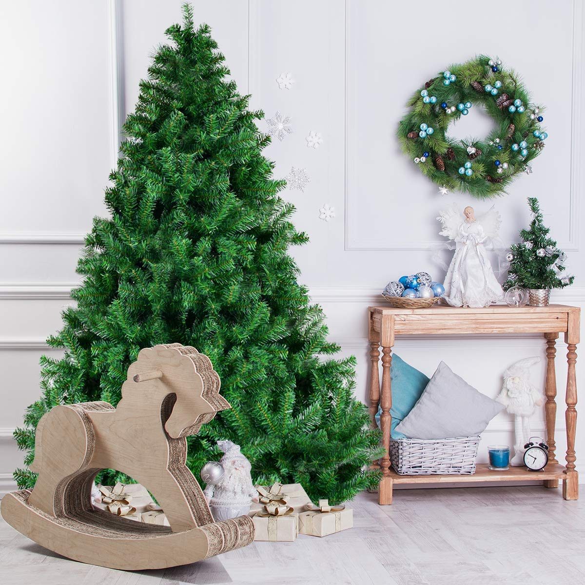 Lucktree Artificial Christmas Tree, Unlit Premium Hinged Spruce Xmas Tree with Solid Metal Stand, for Outdoor and Indoor Decor - LucktreeUS