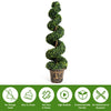 4 Ft Artificial Boxwood Spiral Tree, Fake Greenery Plants - LucktreeUS