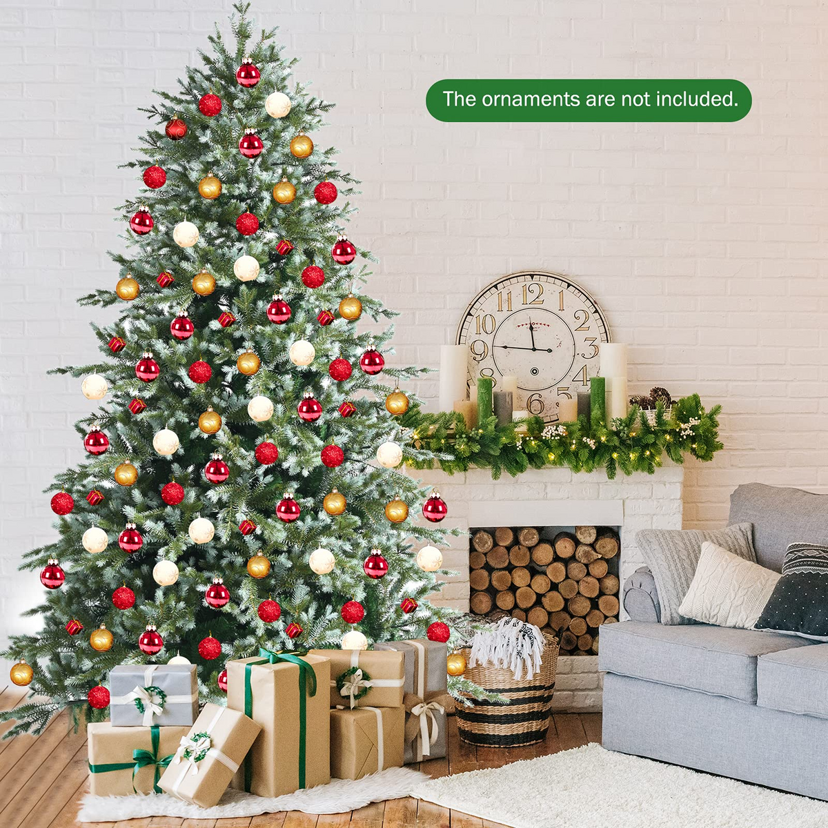 Lucktree 8ft Artificial Christmas Tree, Unlit Hinged Xmas Spruce Tree w/ 1658 Mixed PE & PVC Branch Tips - LucktreeUS