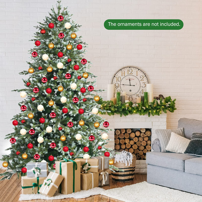 Lucktree 8ft Artificial Christmas Tree, Unlit Hinged Xmas Spruce Tree w/ 1658 Mixed PE & PVC Branch Tips - LucktreeUS