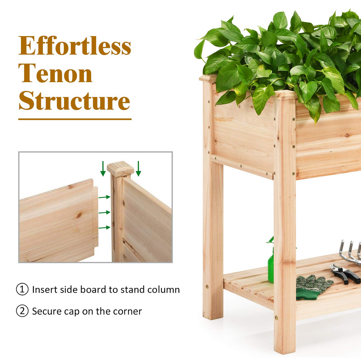 Outdoor Planter Box W/Shelf for Garden Patio Backyard