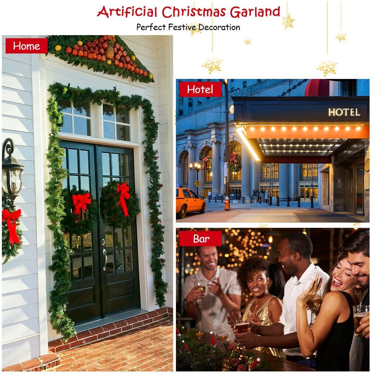 9FT Pre-lit Christmas Garland, with 50 LED Lights - LucktreeUS