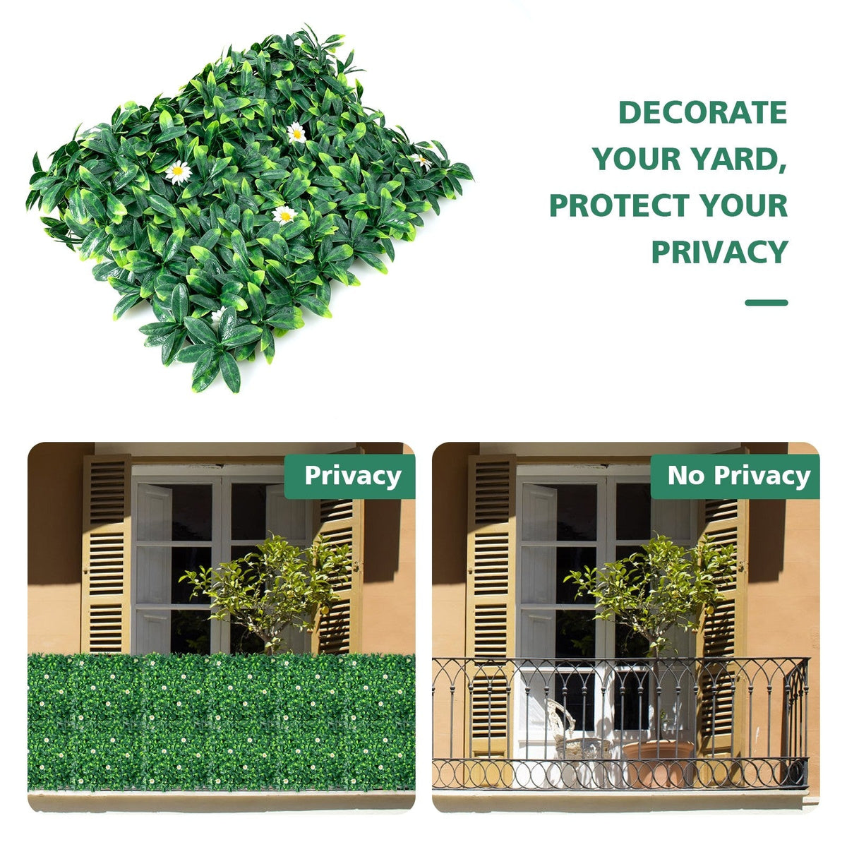 Lucktree 12PCS 20x20inch Artificial Boxwood Panels Garden Privacy Fence Screen