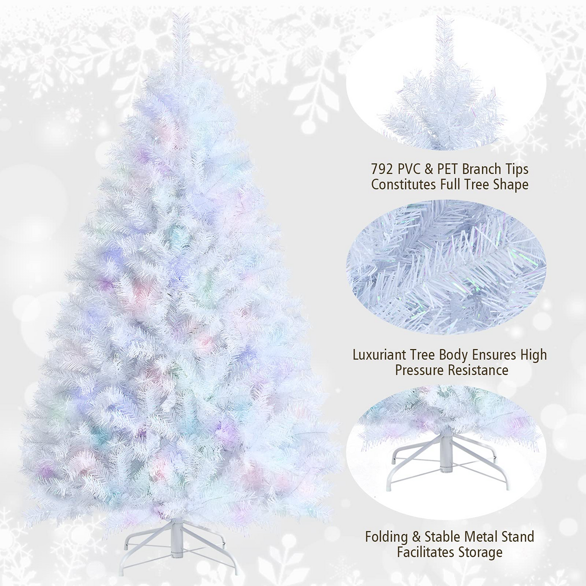 Lucktree Artificial Christmas Tree, Hinged Unlit Full Xmas Pine Tree, Quick Set-Up, for Indoor Home Office Holiday Decoration - LucktreeUS
