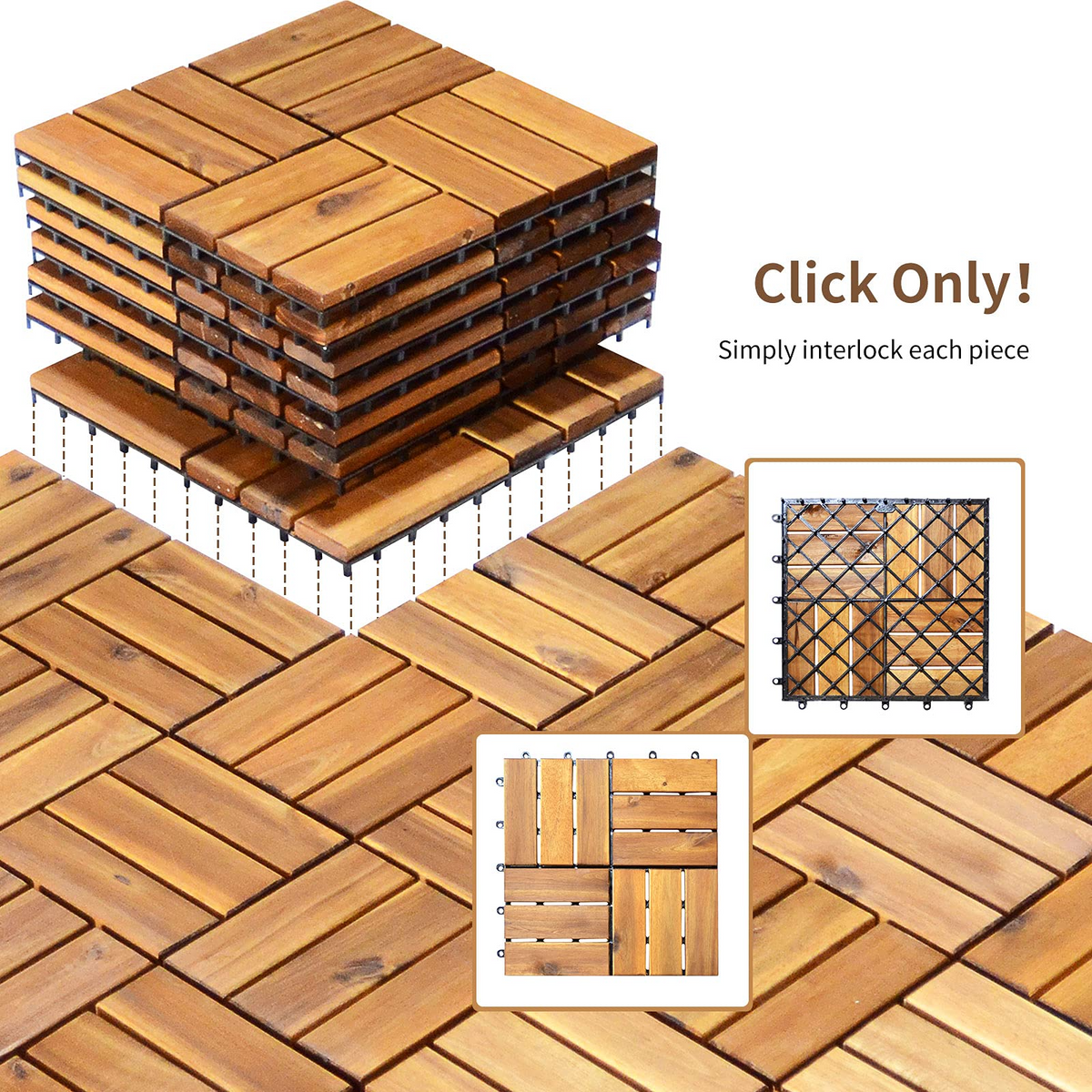27 PCS Interlocking Patio Deck Tiles - Lucktree