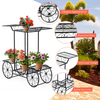 Lucktree Garden Cart Metal Plant Stand with 4 Decorative Wheels