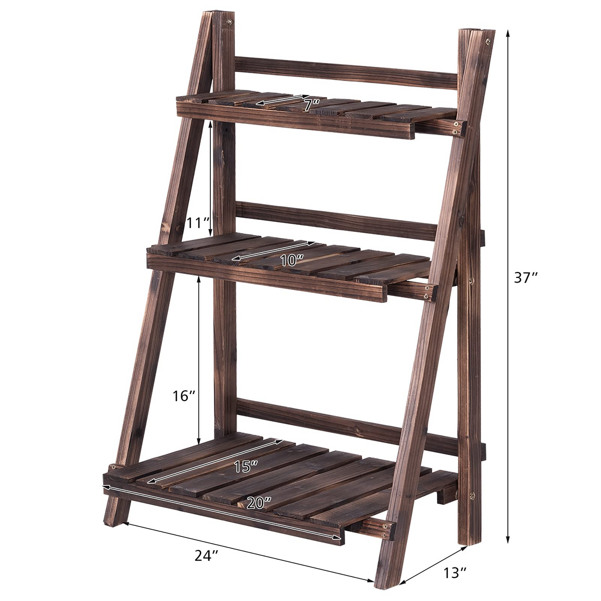 Lucktree 3 Tier Folding Wooden Plant Stand