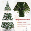 Lucktree Pre-lit Snow Flocked Christmas Tree,Hinged Artificial Xmas Tree, Indoor Holiday Festival Decoration - LucktreeUS