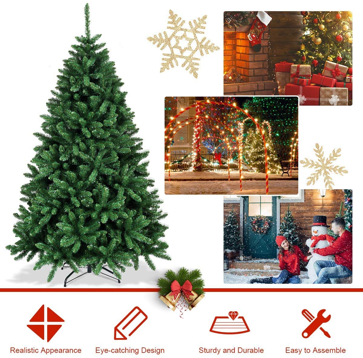Artificial Douglas Christmas Tree Easy Assembly Xmas Tree for Indoor and Outdoor - LucktreeUS