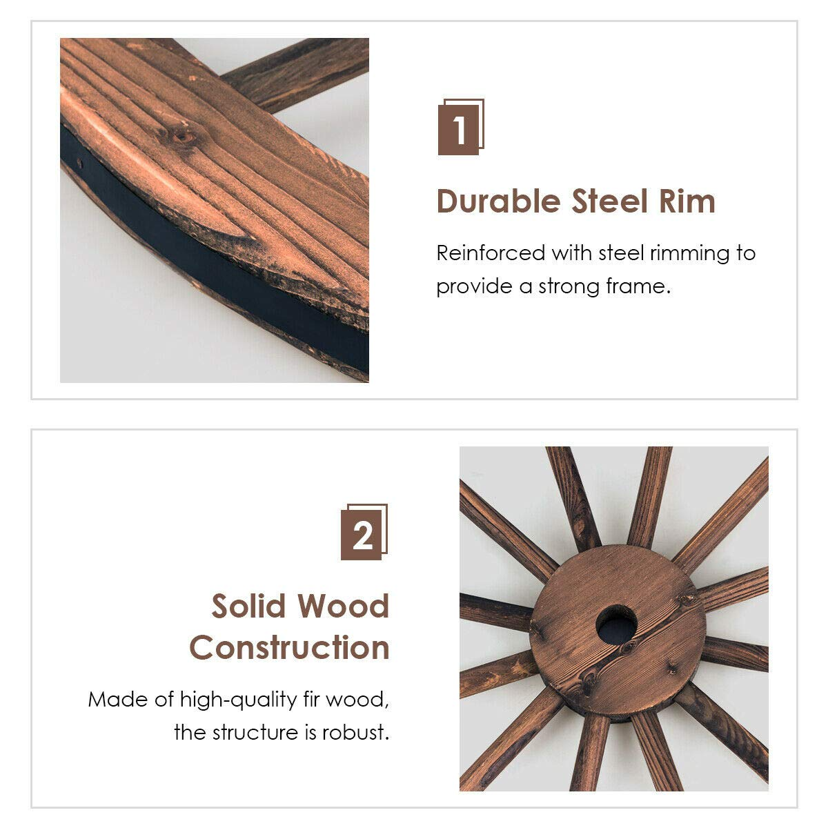 Lucktree 30-Inch Set of Two Decorative Wooden Wheel