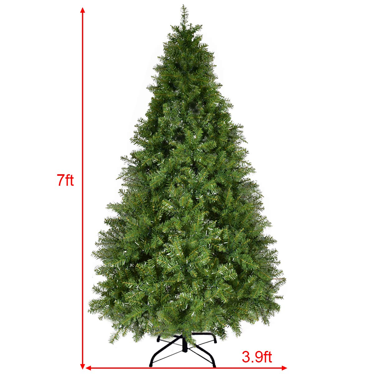 Lucktree Pre-Lit Christmas Tree Artificial PVC with 700 LED Lights and Solid Metal Legs (7ft) - LucktreeUS