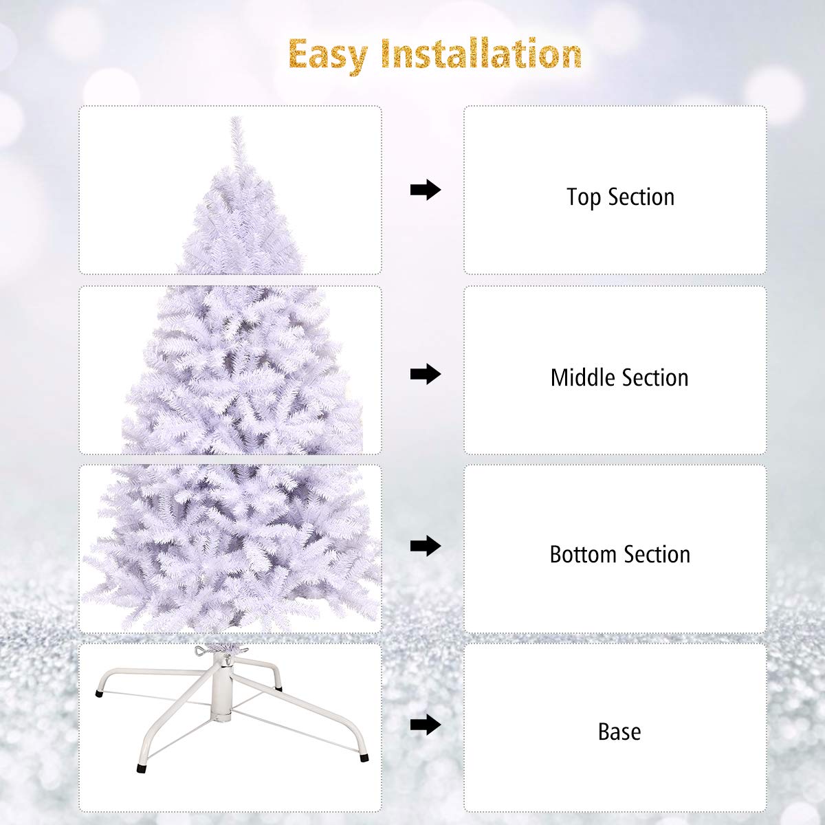 6ft /7.5ft/9ft White Artificial Christmas Tree - LucktreeUS