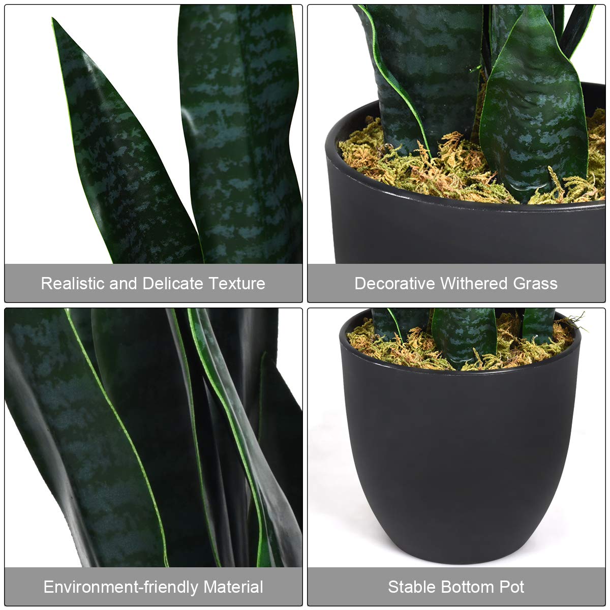 Artificial Snake Plant, 36" Fake Sansevieria - LucktreeUS