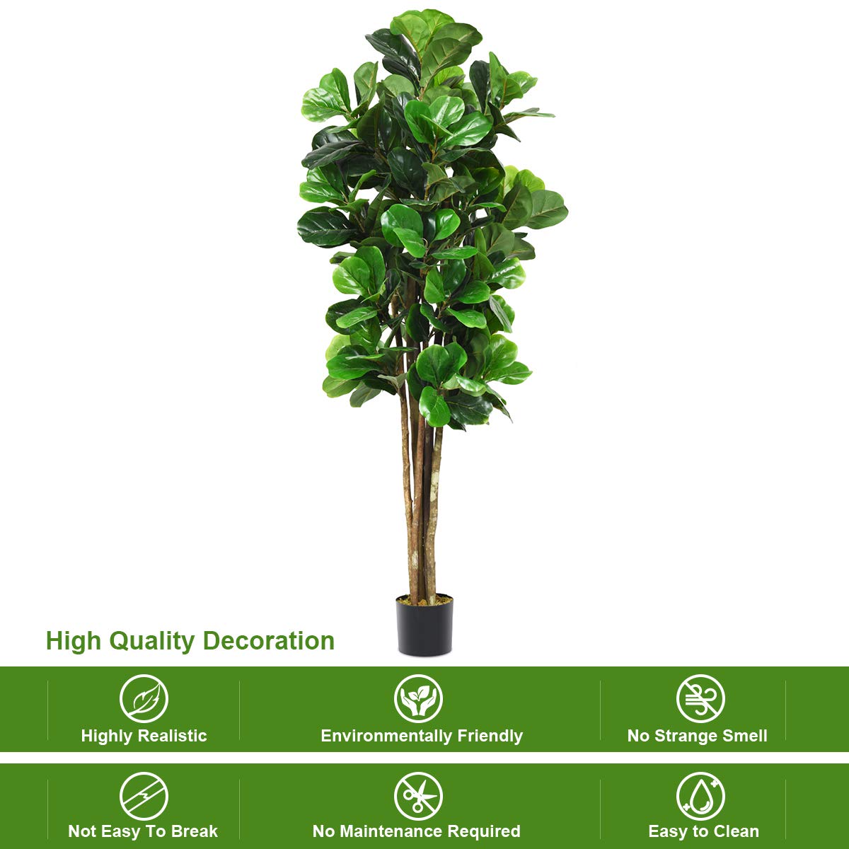 Lucktree Fake Fiddle Leaf Fig Tree Artificial Greenery Plants - LucktreeUS