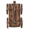 Lucktree Wood Wagon Flower Planter Pot Stand W/Wheels Home Garden Outdoor Decor