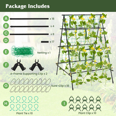 Garden Trellis for Climbing Vines, Outdoor Tomato & Cumber Trellis with A-Frame Support