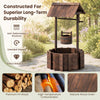 Rustic Outdoor Garden Decoration with Solid Fir Wood Construction, Wooden Wishing Well Planter with Hanging Bucket