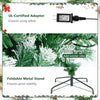 7.5 FT Pre-lit Upside Down Christmas Tree, Snow Flocked Artificial Xmas Tree with 1100 PVC Branch Tips