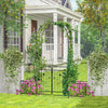 87" Steel Garden Arch with Planter Beds, Dig-Free Wedding Arbor w/Lockable Gates for Vines