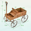 Vintage Wooden Planting Cart, Farmhouse Style Mobile Planter with Adjustable Pull Handle and 4 Wheels