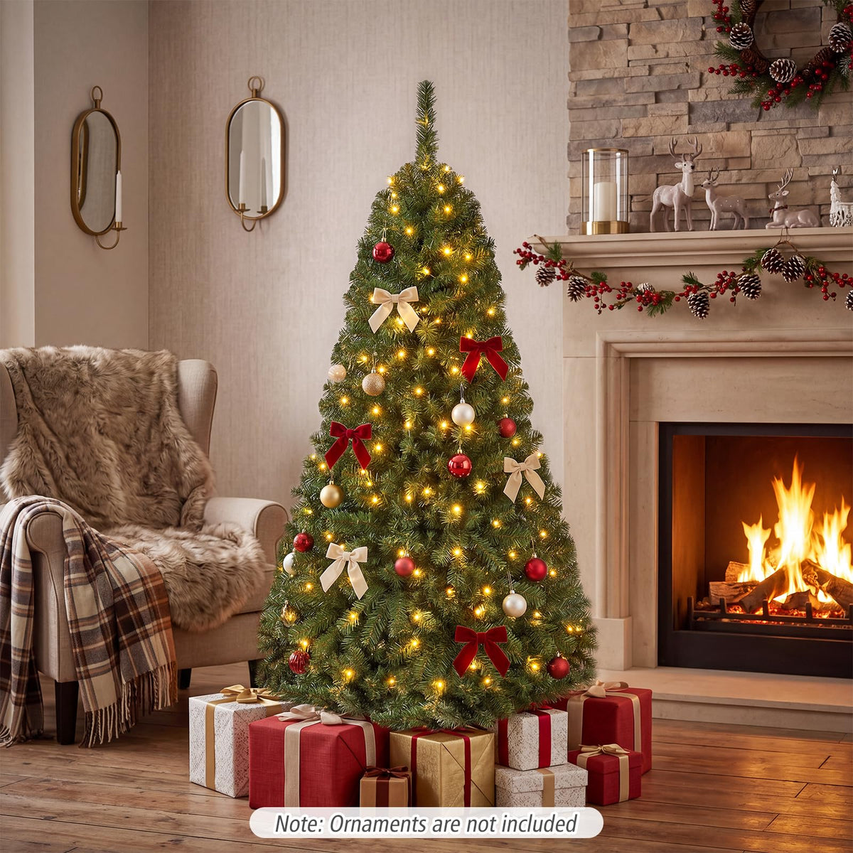 Lucktree 5FT Artificial Christmas Tree  | Full Xmas Tree w/600 Branch Tips and 2 Lighting Colors