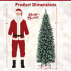 6FT/9FT Pre-Lit Pencil Christmas Tree, Snowy Artificial Christmas Tree with 1298 Branch Tips & 500 LED Lights