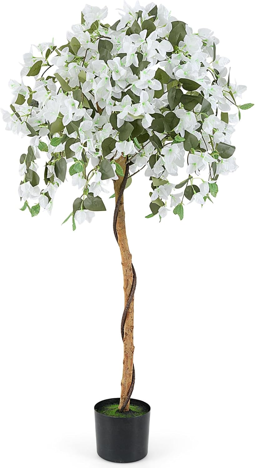 Lucktree 4.5FT Bougainvillea Artificial Tree, Fake Potted Plant w/ 312 Flowers